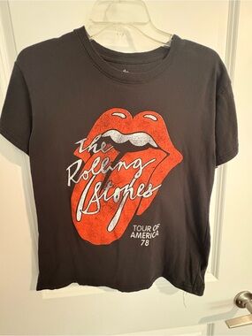 Women’s The Rolling Stones Tour Tee - Black with Red Tongue Graphic